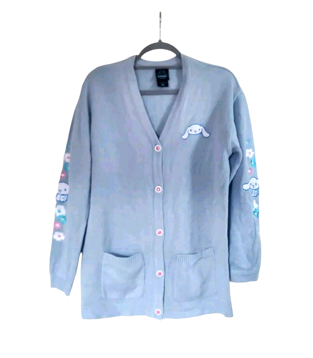 Sanrio Cinnamoroll Kawaii Patches Relaxed Light Blue Cardigan Women's Medium